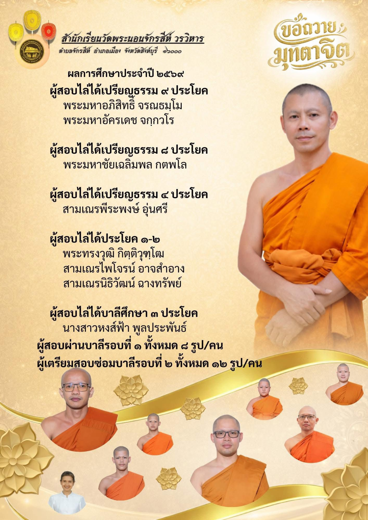 ข่าว ผลการศึกษาประจำปี ๒๕๖๙ รอบแรก